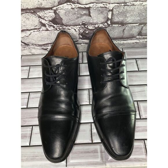 AQUILA Italian made Black Leather Cap Toe Dress Lace Up Shoes Men Sz 41EU/8M US - Picture 4 of 16